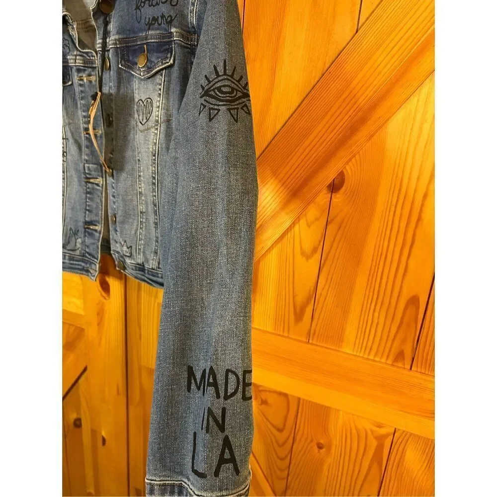 Mashed Potatoes premium denim jean jacket size small nwt (4987)￼